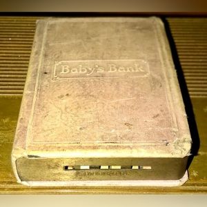 Vintage Automatic Recording Safe Co BABY'S BANK The First Step Book Coin Bank
